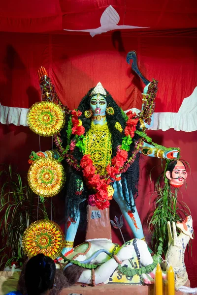 Kolkata India 2017 Október Indiai Hindu Kali Istennőt Imádják Díszített — Stock Fotó