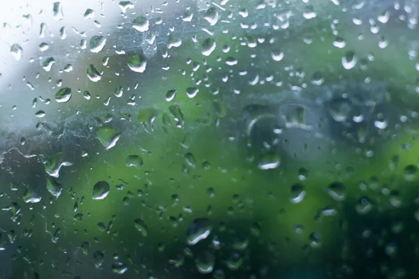 Gotas Chuva Caindo Vidro Borrões Abstratos Imagem Estoque Monção Kolkata — Fotografia de Stock