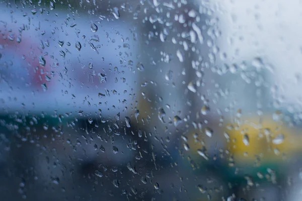 Raindrops Falling Glass Abstract Blurs Monsoon Stock Image Kolkata Formerly — Stock Photo, Image