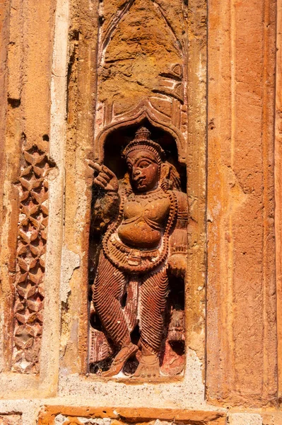 Bela Dançarina Obras Arte Terracota Nas Paredes Templo Lalji Templo — Fotografia de Stock