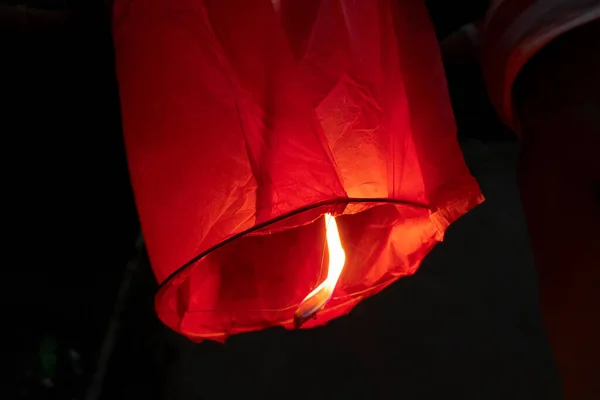 Uma Lanterna Céu Lanterna Kongming Lanterna Chinesa Pequeno Balão Quente — Fotografia de Stock