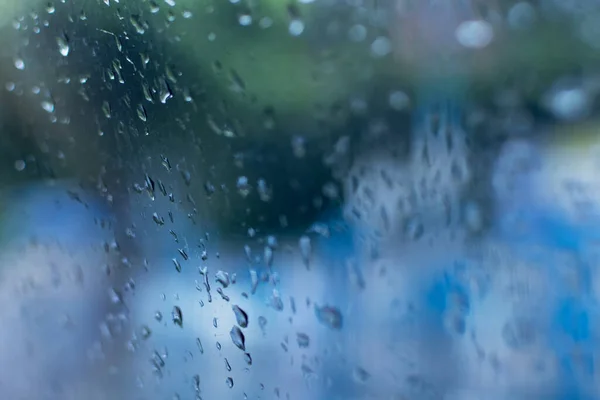 Regendruppels Die Glas Vallen Abstracte Vervaging Foto Van Moesson Van — Stockfoto