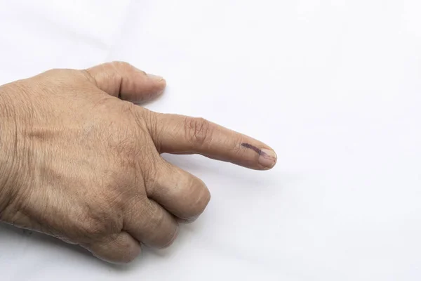 Senior Citizen Indian Woman Voted Exercized Her Voting Right Got — Stock Photo, Image