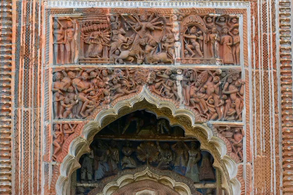 Decorazioni Terracotta Raffiguranti Dea Durga Sull Arco Del Tempio Pratapeswar — Foto Stock