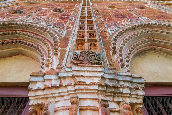 Krásná Terakotová Umělecká Díla Oblouku Hinduistických Chrámových Zdí Chrámu Krišna — Stock fotografie