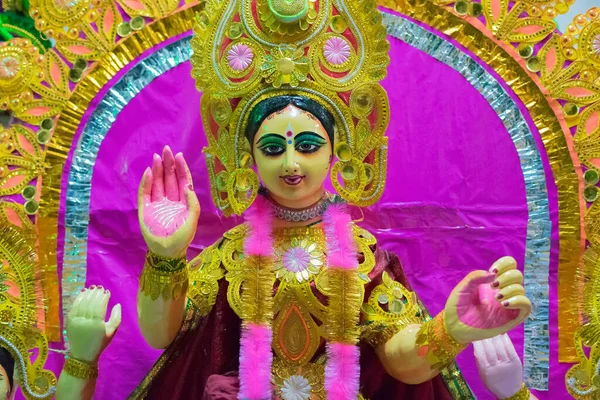 Kolorowa Maska Chhau Lub Chhou Dla Bogini Laxmi Rękodzieło Wystawione — Zdjęcie stockowe