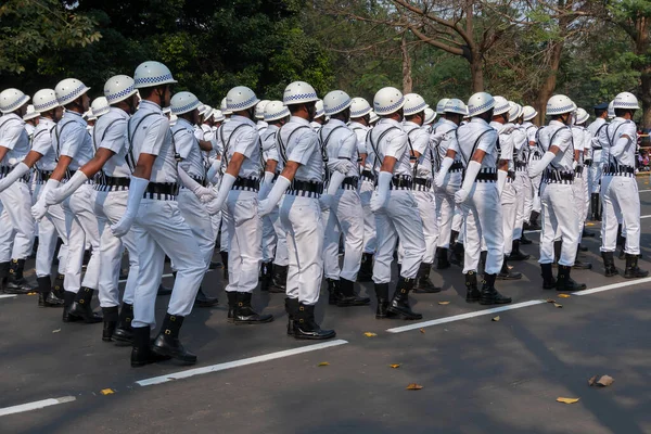 Kolkata Bengale Occidental Inde Janvier 2020 Des Policiers Kolkata Vêtus — Photo