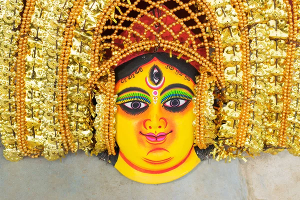 Färgglada Chhau Eller Chhou Masker Gudinnan Durga Hantverk Till Salu — Stockfoto