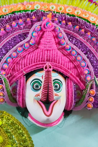 Kolorowa Maska Chhau Lub Chhou Rękodzieło Sprzedaż Charida Purulia Bangla — Zdjęcie stockowe