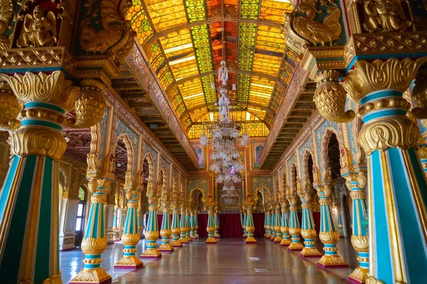 Mysore Karnataka India Noviembre 2018 Hermoso Techo Interior Decodificado Pilares — Foto de Stock