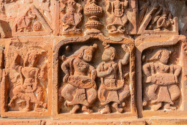 Madanmohan Tapınağı Bishnupur Batı Bengal Hindistan Ünlü Terracotta Kahverengimsi Kırmızı — Stok fotoğraf