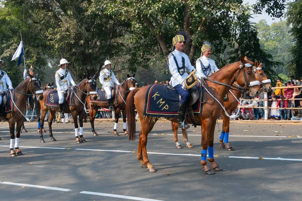 Kolkata Westbengalen Indien Januar 2020 Offiziere Der Kolkata Mounted Police — Stockfoto