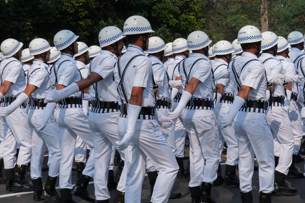 Kolkata Bengala Ocidental Índia Janeiro 2020 Marh Passado Oficiais Polícia — Fotografia de Stock