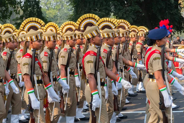 Kolkata Bengala Occidental India Enero 2020 Vestido Caqui Coloridos Sombreros — Foto de Stock