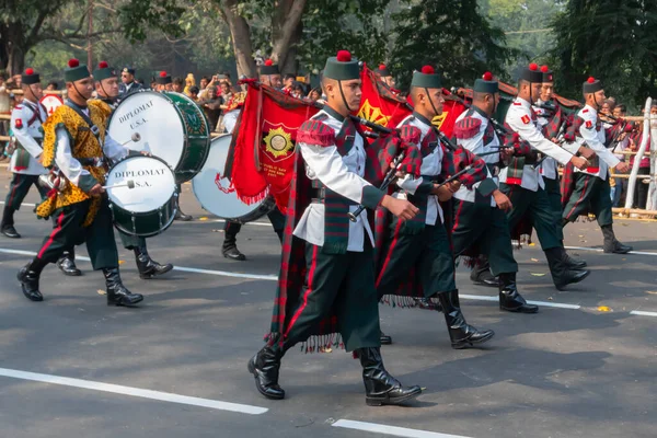 Kolkata West Bengalen India Januari 2020 Indiase Legerofficieren Gekleed Als — Stockfoto