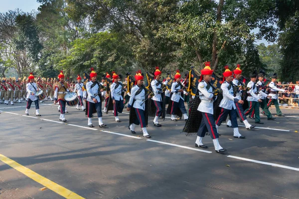 Kalkuta Bengal Zachodni Indie Stycznia 2020 Indyjscy Oficerowie Wojskowi Przebrani — Zdjęcie stockowe
