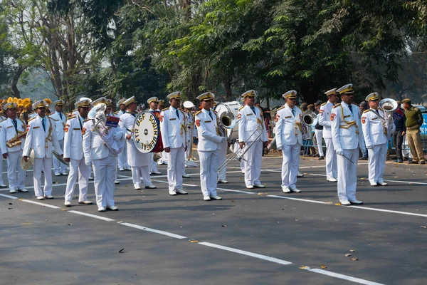 Kolkata West Bengalen India Januari 2020 Indiase Witte Gekleed Legerofficieren — Stockfoto