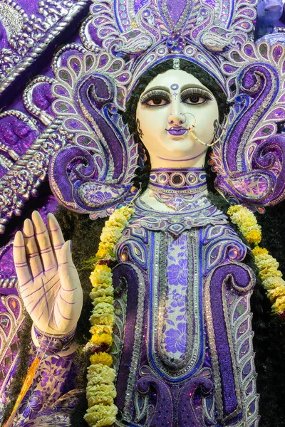 Mano Bendición Ídolo Diosa Saraswati Calcuta Bengala Occidental India Saraswati — Foto de Stock