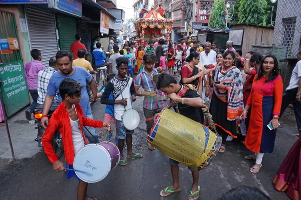 Howrah West Bengal India Lipiec 22Th 2018 Perkusiści Grający Perkusji — Zdjęcie stockowe