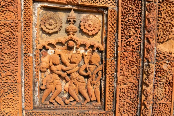 Madanmohan Tapınağı Bishnupur Batı Bengal Hindistan Ünlü Terracotta Kahverengimsi Kırmızı — Stok fotoğraf