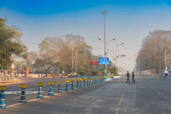 Kalkuta Zachodni Bengal Indie Styczeń 2019 Widok Pustej Czerwonej Drogi — Zdjęcie stockowe