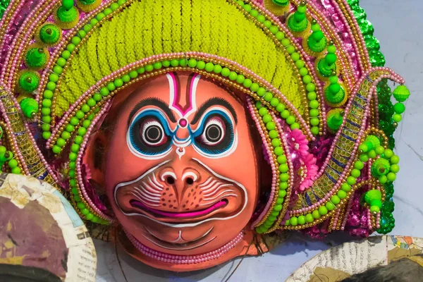 Máscara Colorida Chhau Chhou Artesanías Exhibición Para Venta Charida Purulia — Foto de Stock