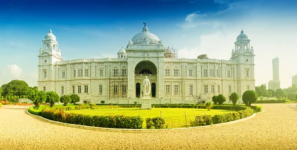 Hermosa Imagen Panorámica Del Victoria Memorial Calcuta Bengala Occidental India — Foto de Stock