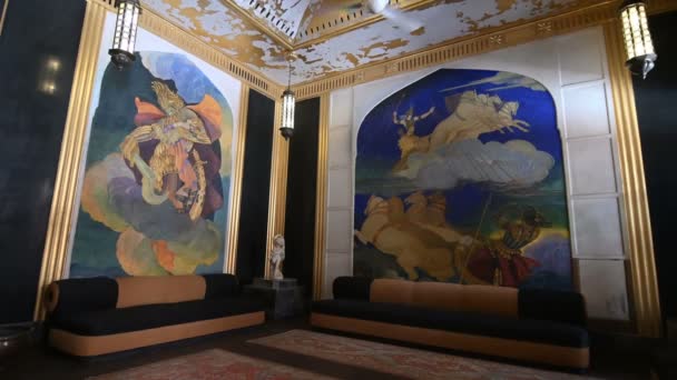 Jodhpur Rajasthan Índia Outubro 2019 Belas Pinturas Murais Palácio Umaid — Vídeo de Stock