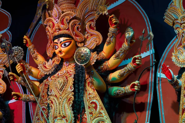 Ídolo Diosa Durga Decorado Durga Puja Pandal Durga Puja Festival — Foto de Stock