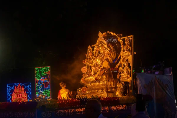 Kalkuta Zachodni Bengal Indie Października 2017 Karnawał Durga Puja Czerwonej — Zdjęcie stockowe