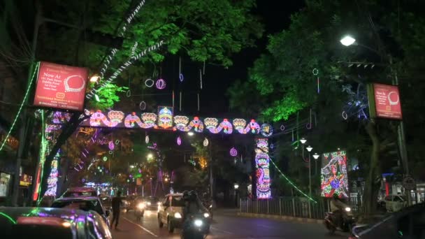 Park Street Kolkata India Noviembre 2020 Hermosa Diosa Durga Decodificada — Vídeo de stock