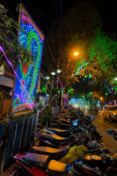 Park Street Kolkata India 12Th November 2020 Decorated Diwali Lighting — Stock Photo, Image