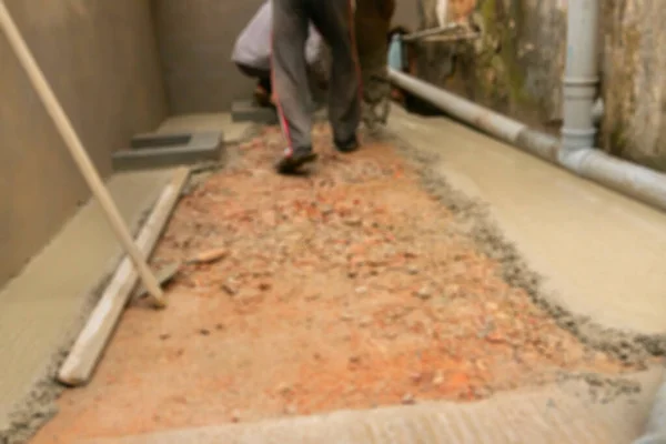 Blurred Image Indian Construction Workers Plastering Floor Using Trowel Cement — Stock Photo, Image