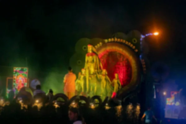 Blurred Image Durga Puja Carnival Red Road Kolkata India Night — Stock Photo, Image