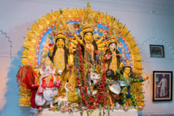 Suddig Bild Traditionellt Deokorerade Gudinnan Durga Idol Shobhabazar Rajbari Bonedi — Stockfoto