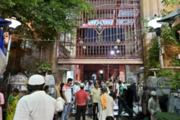 Suddig Bild Muslimska Anhängare Nakhoda Masjid Kolkata Västbengalen Indien — Stockfoto