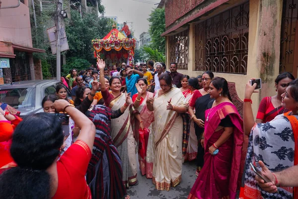 Хаура Западная Бенгалия Индия Июля 2018 Года Бенгальские Индуистские Сари — стоковое фото
