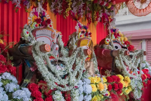 Isten Jagannath Balaram Suvadra Istennő Jagannath Urat Imádják Rath Jatra — Stock Fotó