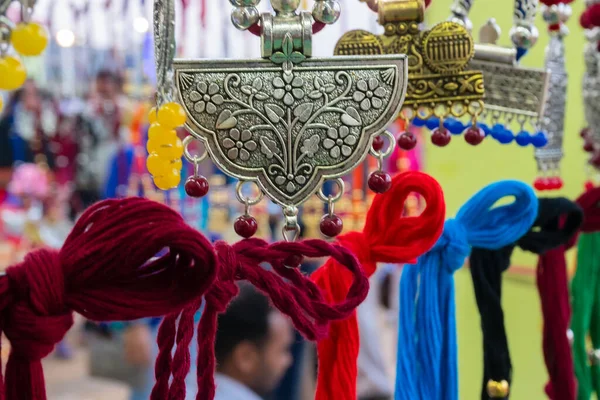 Various Shapes Shades Necklaces Handicrafts Display Handicraft Fair Kolkata Earlier — Stock Photo, Image