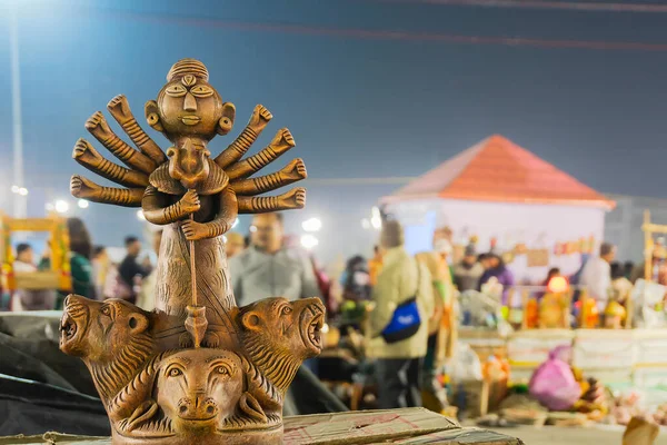 Gudinnan Durga Terracotta Docka Visas Tillverkad Krishnanagar Nadia Västbengalen Till — Stockfoto