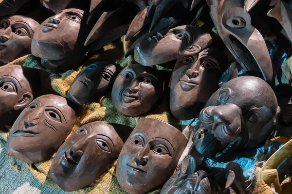 Masken Aus Braunem Ton Terrakottamasken Hergestellt Krishnanagar Nadia Westbengalen Zum — Stockfoto