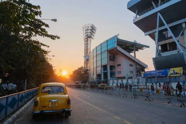 Kolkata West Bengalen India Januari 2020 Gele Taxi Langs Eden — Stockfoto