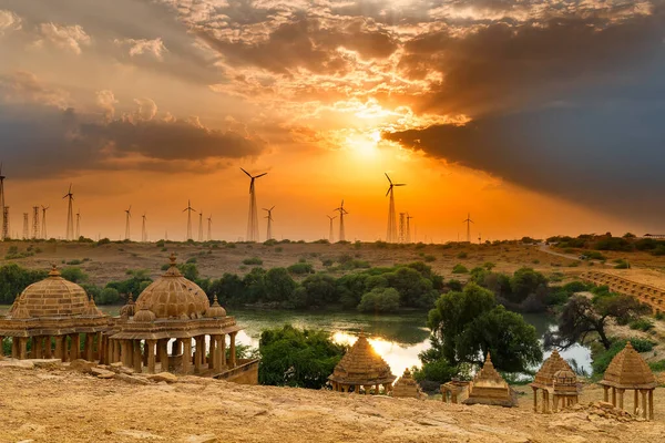 Bada Bagh Lub Barabagh Czyli Wielki Ogród Kompleks Ogrodowy Jaisalmer — Zdjęcie stockowe