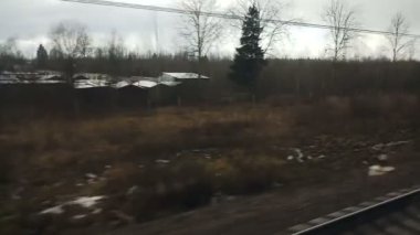 Moskova 'dan St. Petersburg' a giden süper hızlı trenden çekilen dış manzara..