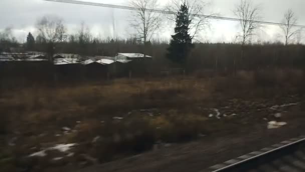 Вид Пейзаж Снаружи Снятый Курсирующего Скоростного Поезда Москва Санкт Петербург — стоковое видео