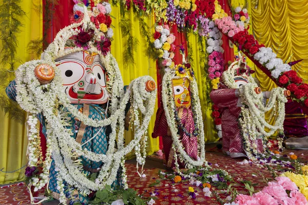 Idol God Jagannath Balaram Suvodra Being Worshipped Ratha Jatra Festival — Stock Photo, Image