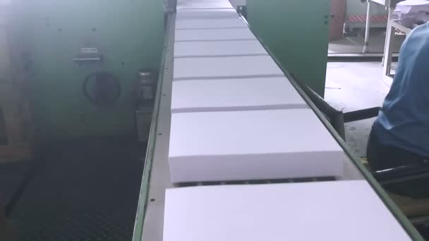 Maszyna Pakowania Papieru Cut Działa Białe Kserokopiarki Formatu Lub Kserokopiarki — Wideo stockowe