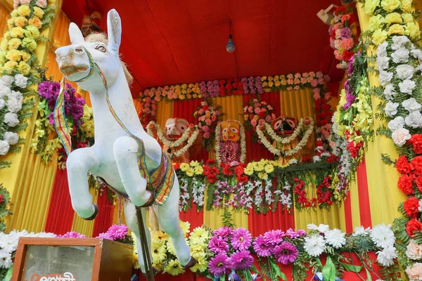 Idolo Caballo Arrastrando Carro Dios Jagannath Balaram Suvodra Está Siendo — Foto de Stock