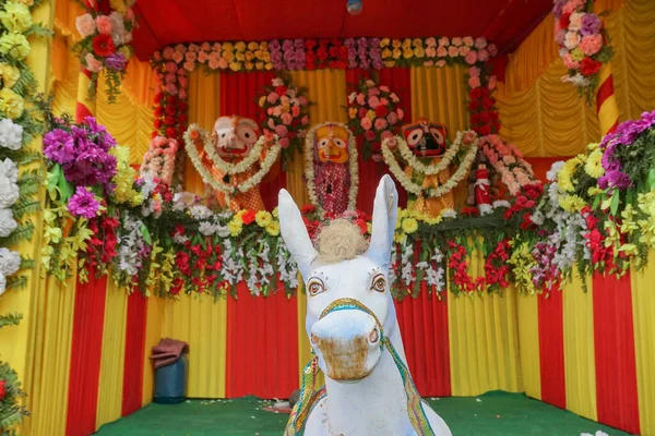 Idolo Caballo Arrastrando Carro Dios Jagannath Balaram Suvodra Está Siendo — Foto de Stock