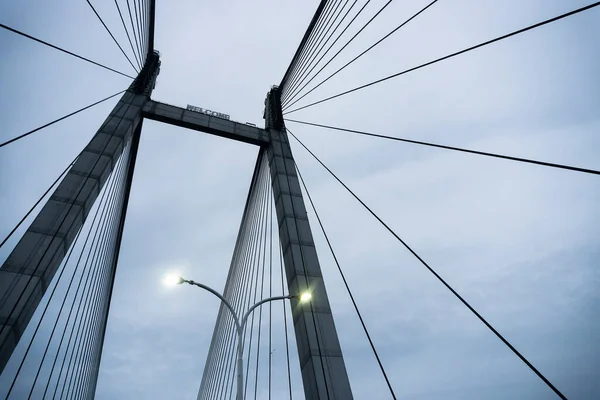 Cables Del Segundo Puente Hoogly Vidyasagar Setu Hora Azul Monzón —  Fotos de Stock